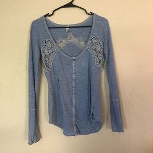 Free People Top with Crochet Accents - size S